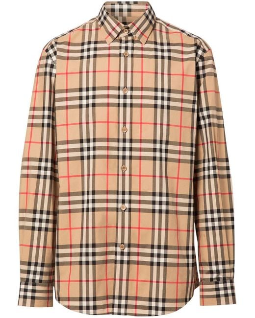 Burberry Vintage Check Cotton Poplin Shirt in Brown for Men - Lyst
