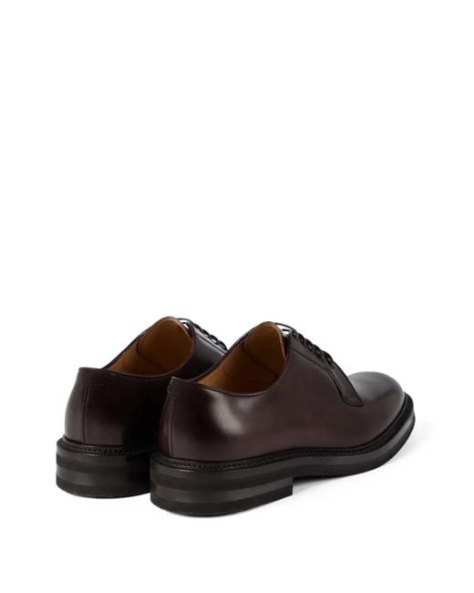 Brunello Cucinelli Brown Leather Derby Shoes for men