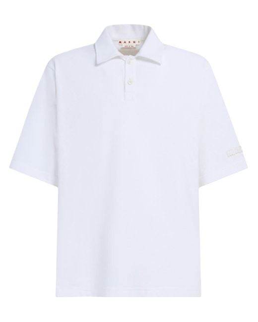 Marni Poloshirt Met Logopatch in het White voor heren