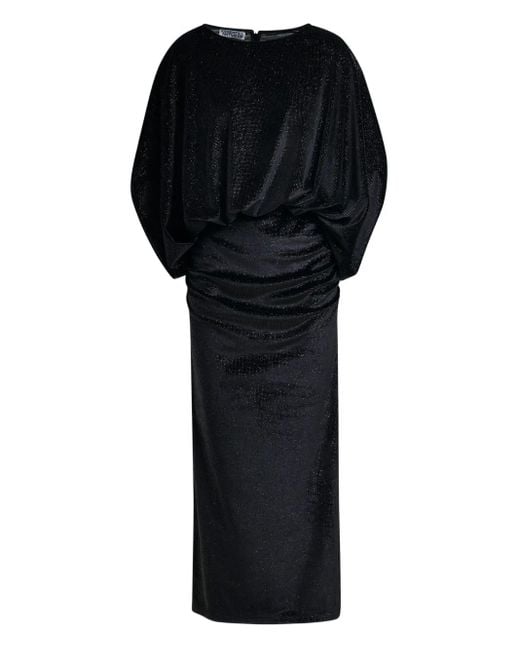 Essentiel Antwerp Black Ividence Draped Cape Maxi Dress