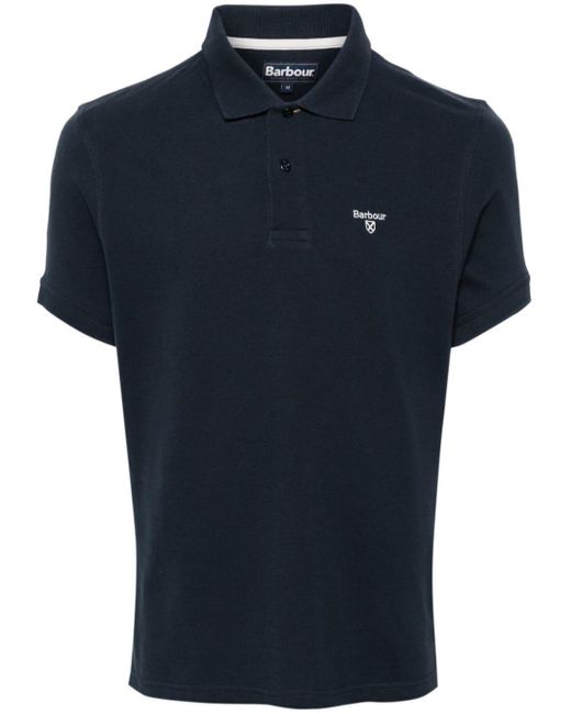 Barbour Blue Logo-embroidered Cotton Polo Shirt for men
