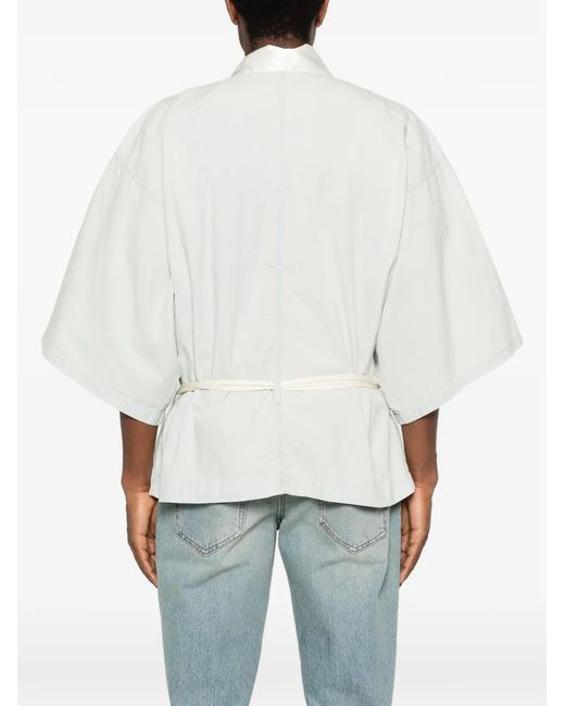KENZO White Contrast-Collar Wrap Shirt for men