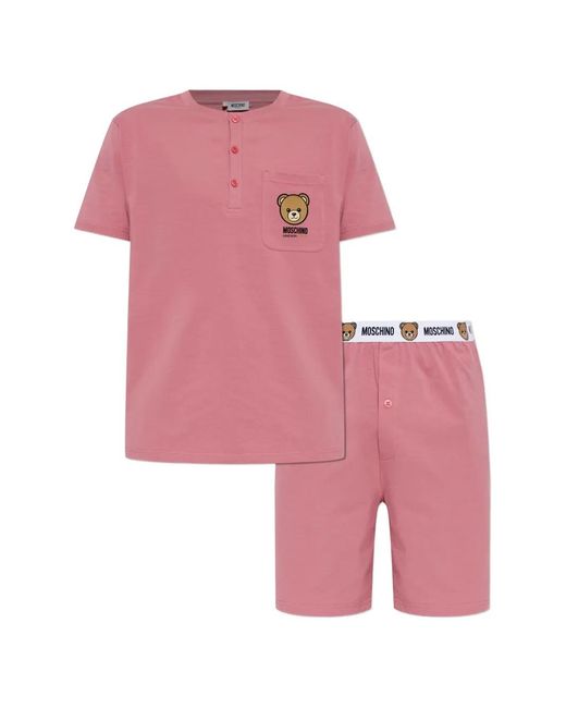Moschino Pink Teddy Bear Pajama Set for men