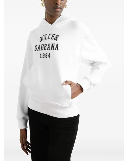Dolce & Gabbana Cotton Sweatshirt With Embroidery White
