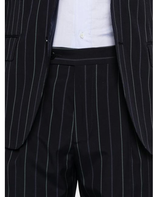 Manuel Ritz Blue Pinstripe-Pattern Single-Breasted Suit for men