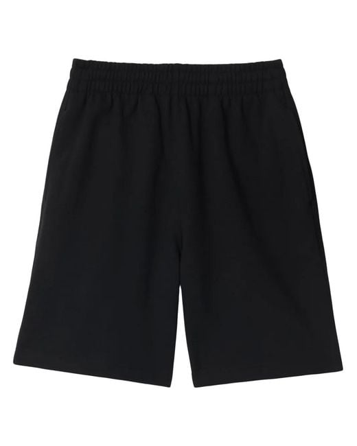 Burberry Black Ekd Straight-Leg Cotton Shorts for men