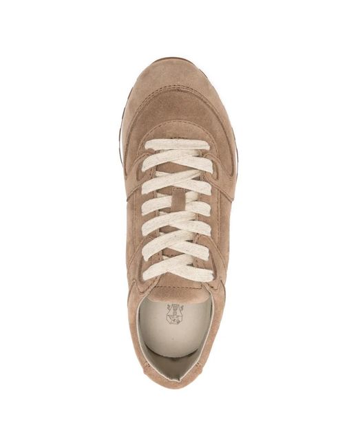 Brunello Cucinelli Brown Suede Panelled Trainers