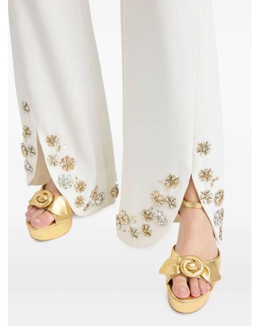 Cinq À Sept White Tumbling Flowers Split Trousers