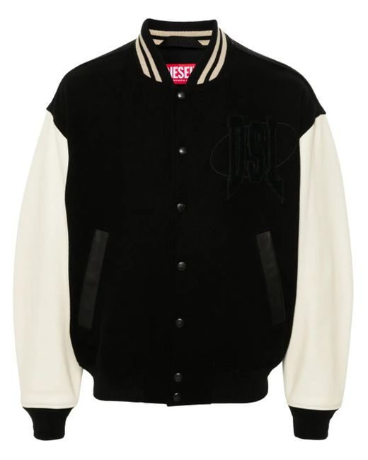 DIESEL Black Color-Block Wool Blend Jacket for men