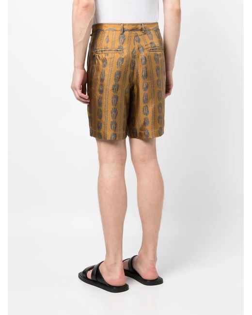 Bally Orange Feather-Pattern Silk Bermuda Shorts for men
