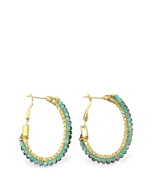 Gas Bijoux Metallic Lyre Beaded Hoop Earrings