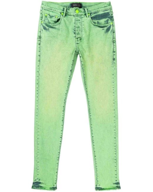Purple Brand Skinny-Jeans mit Acid-Wash-Effekt in Green für Herren