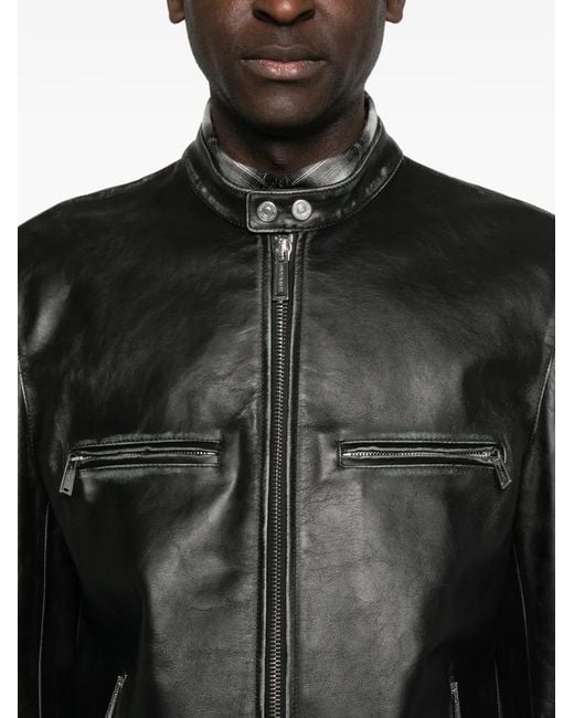 DSquared² Black Solid Mandarin Collar Jacket for men