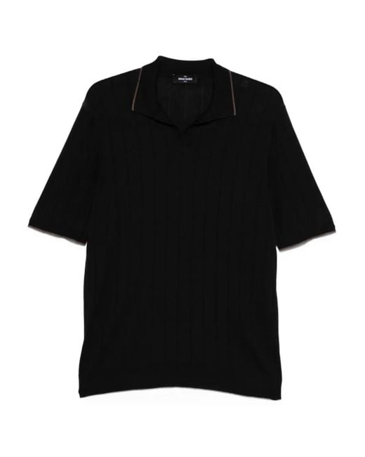 Gran Sasso Geribbeld Poloshirt in het Black voor heren