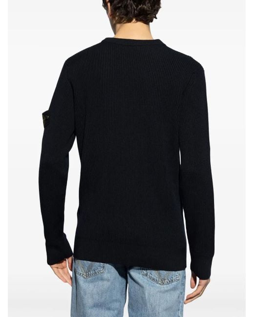 Stone Island Blue Wool High-Neck Sweater for men