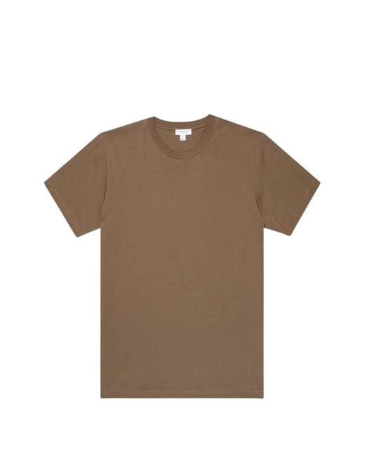 Sunspel Brown Riviera Crew-Neck Cotton T-Shirt for men