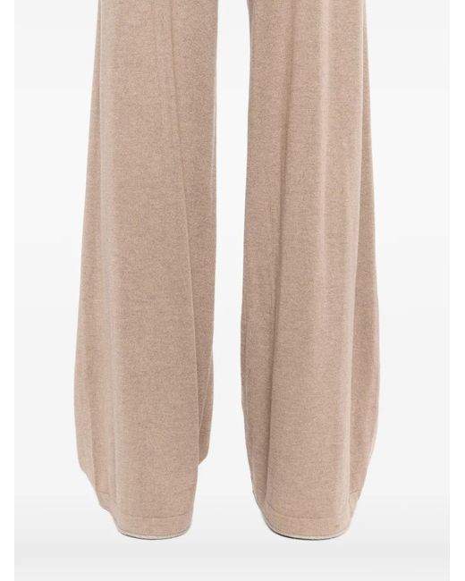 N.Peal Cashmere Natural Knitted Wide-Leg Trousers
