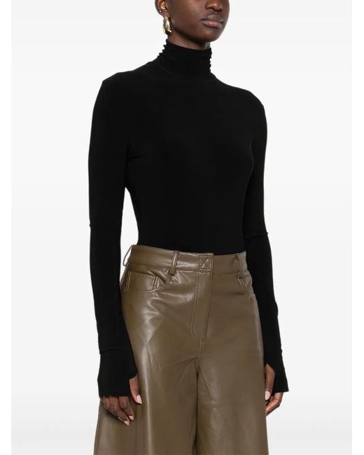 Norma Kamali Black Turtle-Neck Bodysuit