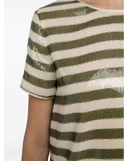 Zadig & Voltaire Green Tchao Sequin Stripe T-Shirt