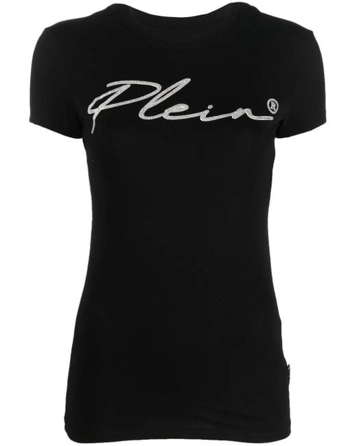 Philipp Plein Black Crystal-Embellished Logo Cotton T-Shirt
