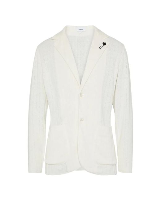 Lardini White Notched-Lapel Single-Breasted Blazer for men