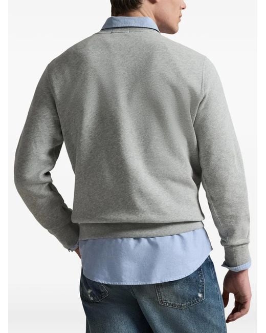 Polo Ralph Lauren Gray Crewneck Sweater With Rib-Knit V-Inset for men