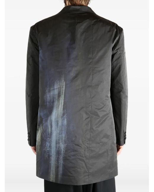 Yohji Yamamoto Black Abstract-Print Single-Breasted Jacket for men
