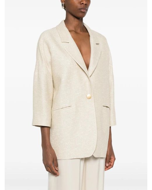 Tagliatore White Single-Breasted Three-Quarter-Sleeve Jacket