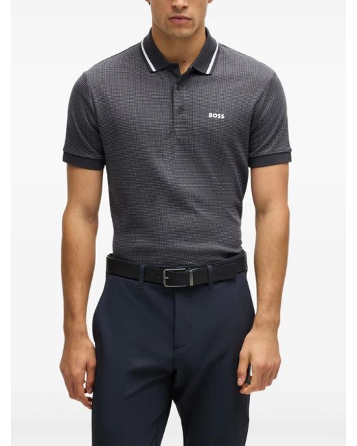 Boss Black Pattern-Jacquard Polo Shirt for men