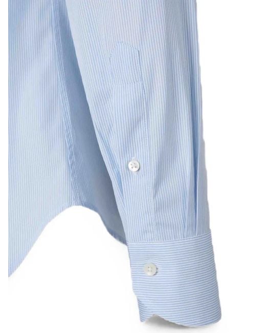 Canali Blue Striped-Pattern Long-Sleeve Shirt for men