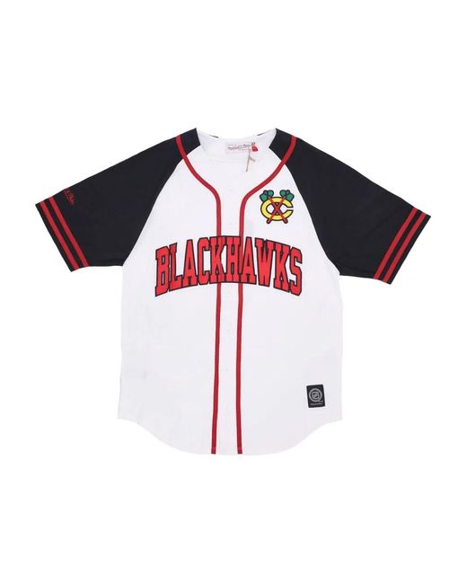 Camiseta Chicago Blackhawks con botones Mitchell & Ness de hombre de color Red