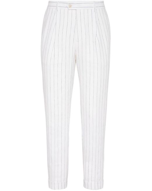 Pantaloni dritti a righe di Brunello Cucinelli in White da Uomo