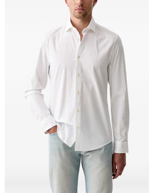 Marc O' Polo White Logo-Embroidered Long-Sleeve Shirt for men