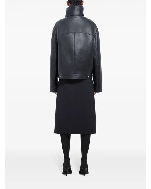 Courreges Black Oversized Leather Jacket