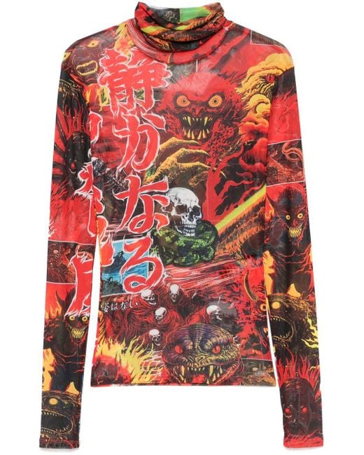 LỰU ĐẠN Masked Mesh Top in Red for Men | Lyst