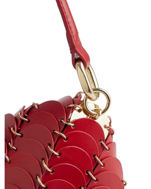 Rabanne Red Scale-Pattern Leather Shoulder Bag