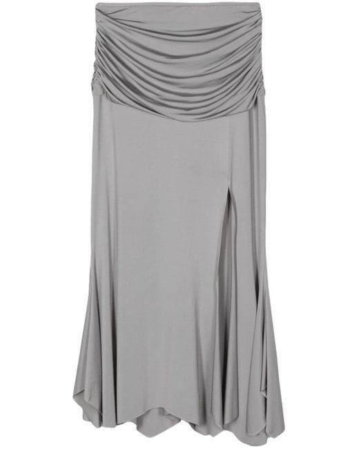 GIMAGUAS Gray Ruched Asymmetric Midi Skirt