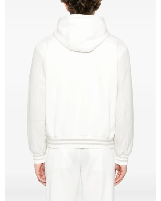 Eleventy White Hooded Bomber Jacket for men