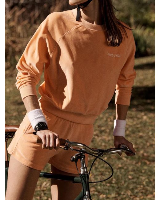 Sporty & Rich Orange Sweat Italic Logo En Coton