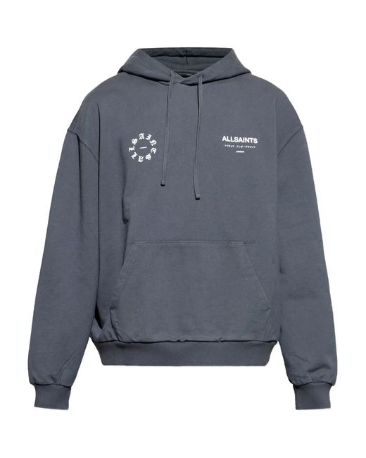 AllSaints Blue Kindred Graphic Hoodie for men
