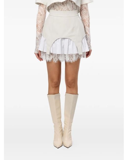 Hamza White Swan Duo Garter-Strap Skirt