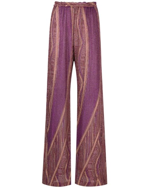 Patterned-intarsia high-waisted trousers di Forte Forte in Red