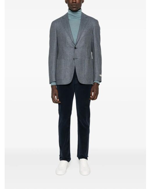 Canali Blue Textured Wool Blazer for men