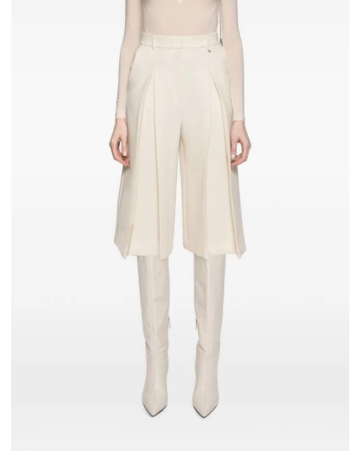 Nissa Natural Tailored High-Waist Bermuda Shorts