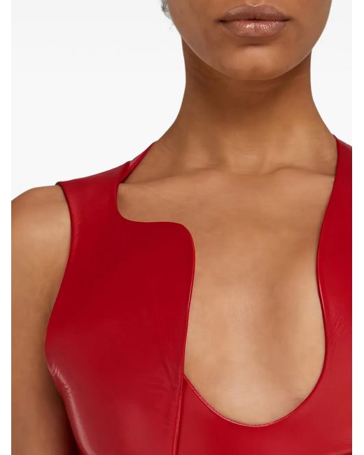 Ferragamo Leren Mini-Jurk in het Red