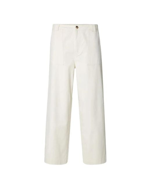 SELECTED White Wide Leg Trousers for men