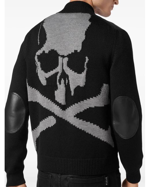 Philipp Plein Black Skull Bomber Jacket for men
