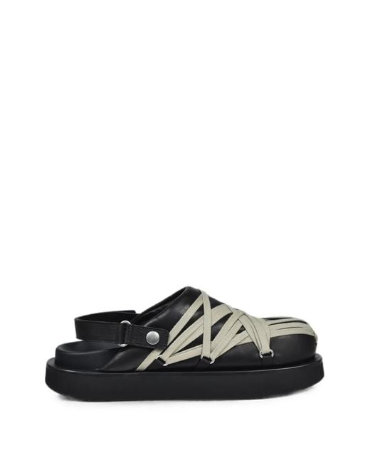 Rick Owens Black Lace-Up Platform Mules for men