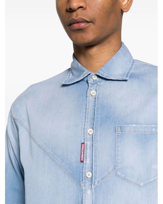 DSquared² Blue Elasticated-waistband Denim Shirt for men