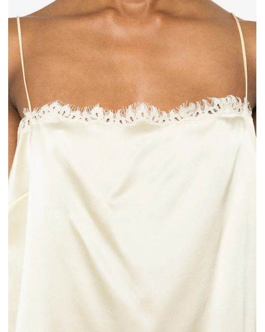 Doen White Loure Lace-Trim Top